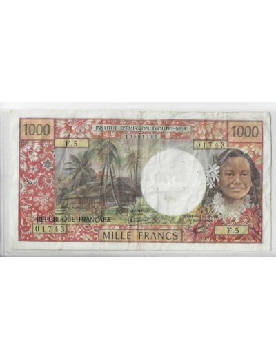 TAHITI PAPEETE 1000 FRANCS ND 1983 Serie F 5 TTB