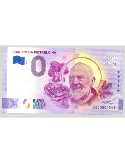 ITALIE 2020-1 SAN PIO DA PIETRECILNA (ANNIVERSAIRE) BILLET SOUVENIR 0 EURO