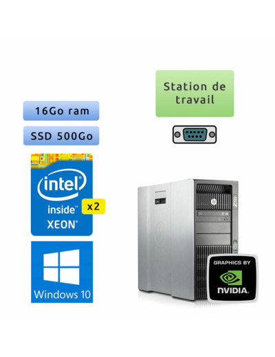 HP Workstation Z820 - Windows 10 - 2*e5 2620 v0 16Go 500Go SSD - K5000 - Ordinateur Tour Station de travail