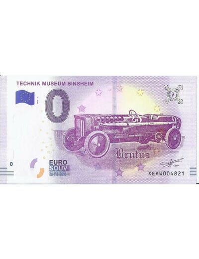 ALLEMAGNE 2018-2 TECHNIK MUSEUM SINSHEIM BILLET SOUVENIR 0 EURO TOURISTIQUE NEUF