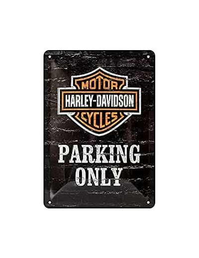 Plaque métal - Harley Davidson Parking Only - 20x30cm.