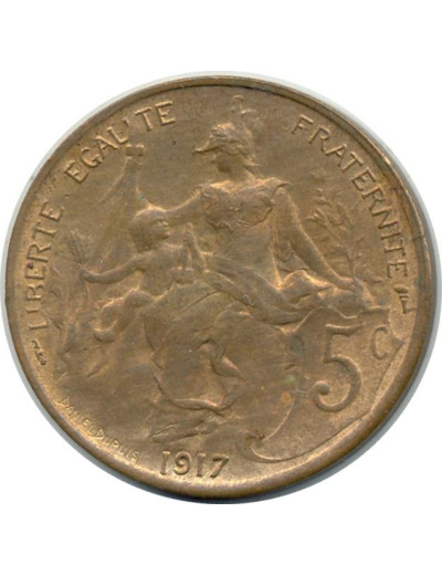 FRANCE 5 CENTIMES DUPUIS 1917 SUP/NC (G165)