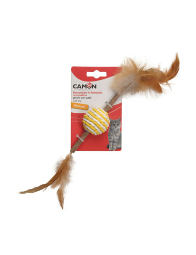 Jouet Chats, Bâton de matatabi avec balles + plumes - 13cm