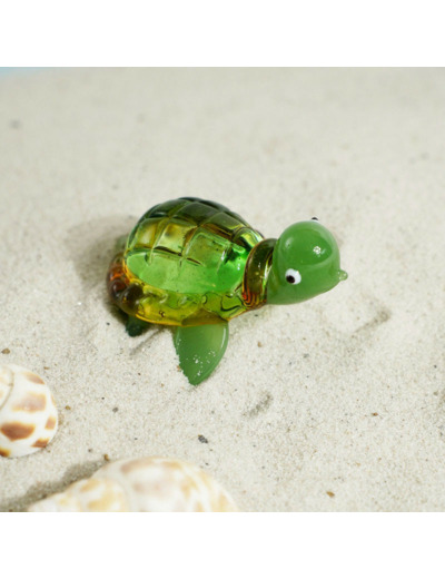 Figurine Miniature Tortue Verre Verte 7x6x3cm