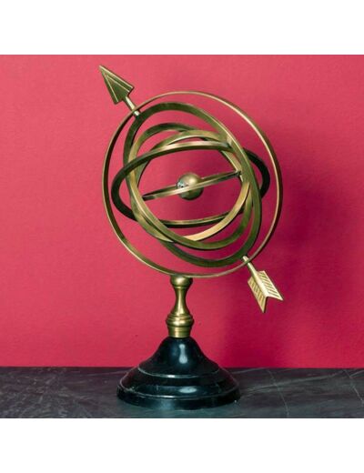 Globe anneaux laiton doré 35x14x30cm