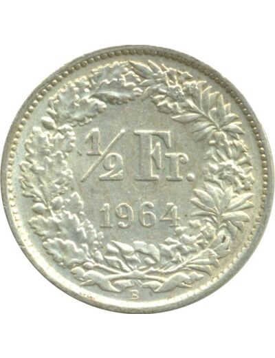 SUISSE 1/2 FRANC 1964 B TTB+ N2