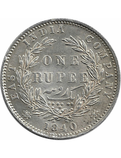 INDE ANGLAISE ONE RUPEE VICTORIA 1840 SUP-