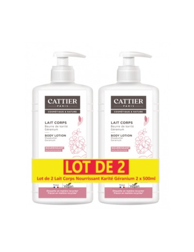 Lot de 2 lait Corps Nourrissant Karité Géranium 2 x 500ml