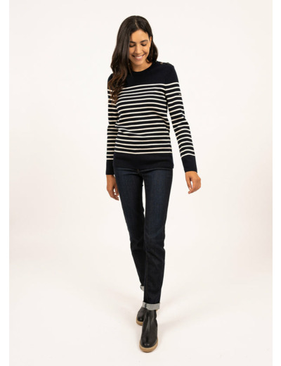 Pull marin rayé Brégançon 100% laine Mérinos SAINT JAMES
