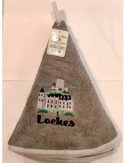 Torchon Cloches " Loches " gris - 65 cm