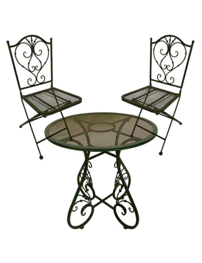 Ensemble table et 2 chaises fer 70x70x71cm