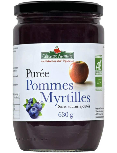 Puree pomme myrtille 630g Côteaux Nantais