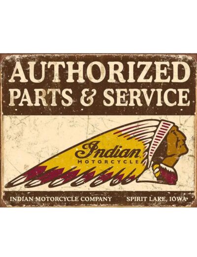 Plaque métal Indian - Parts And Service - 31.5x40.