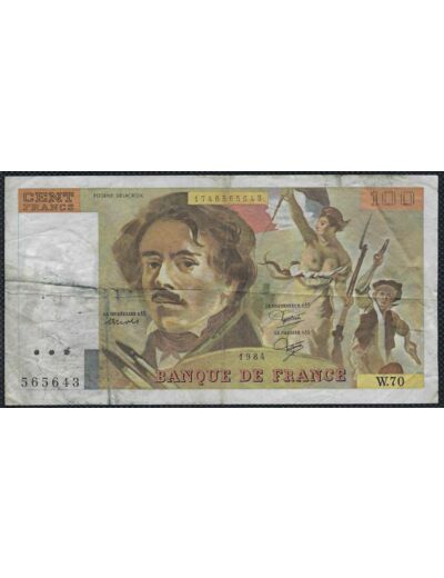 FRANCE 100 FRANCS DELACROIX 1984 SERIE W.70 TTB-