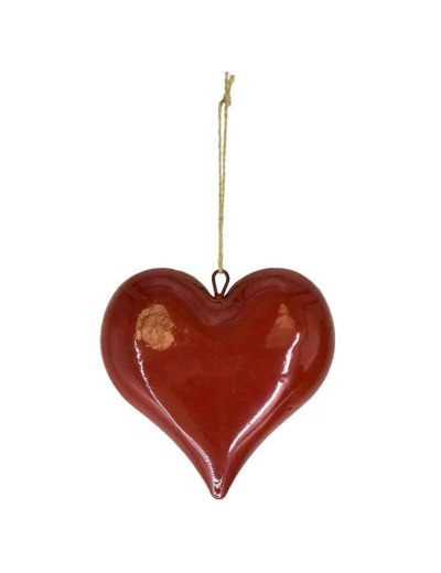 Suspension déco cœur rouge 16x5x16cm