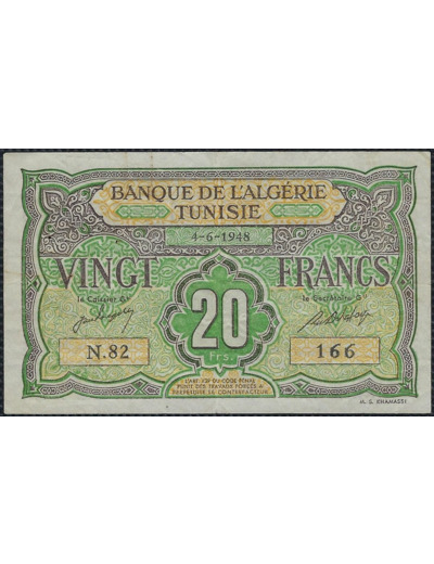 TUNISIE 20 FRANCS 4-6-1948 N.82 TTB+