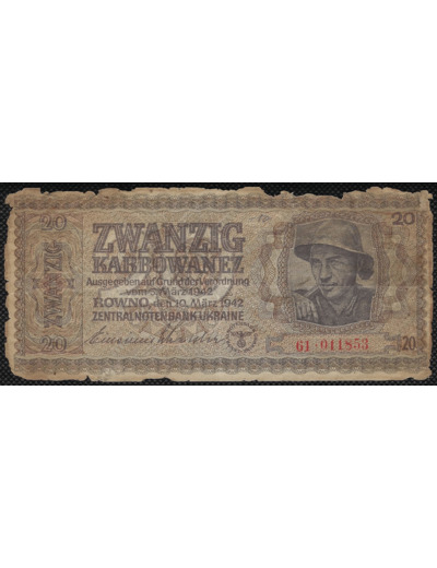 UKRAINE 20 KARBOWANEZ 10 MARS 1942 SERIE 61 TB W53