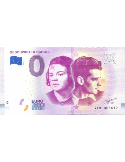 ALLEMAGNE 2018-1 GESCHWISTER SCHOLL BILLET SOUVENIR 0 EURO TOURISTIQUE NEUF