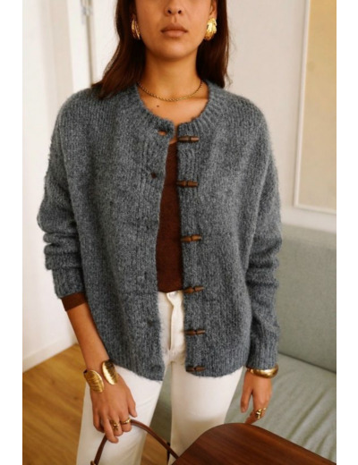 IN APRIL Gilet gris en maille