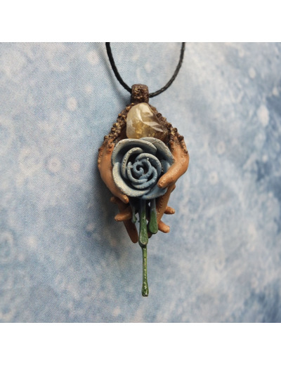 Pendentif "Rosée du matin" pierre naturelle Ambre