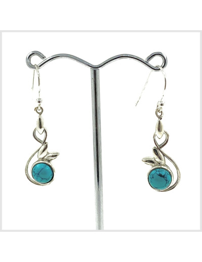 Boucles d'oreilles Turquoise et Argent Massif