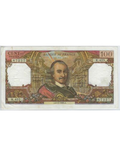 FRANCE 100 FRANCS CORNEILLE 6-11-1969 K.425 SUP-