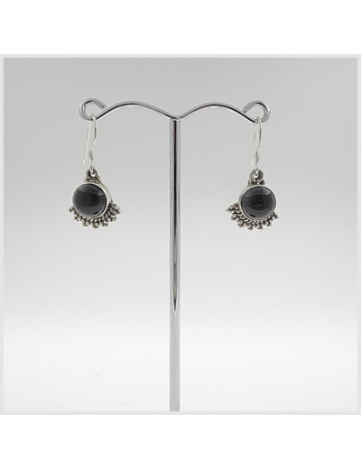 Boucles d'oreilles Onyx et Argent Massif