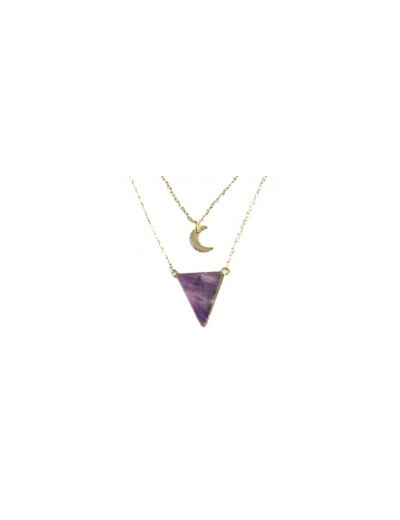 Collier Triangle et Lune Améthyste