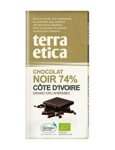 Chocolat noir Côte d Ivoire 74% 100g Terra Etica