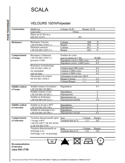 Velours uni Scala VERT col 12 laize 150cm 90000t