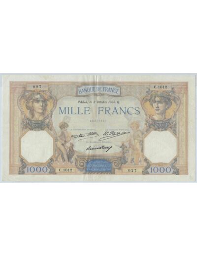 FRANCE 1000 FRANCS CERES ET MERCURE 2 OCTOBRE 1930 C.1012 TTB