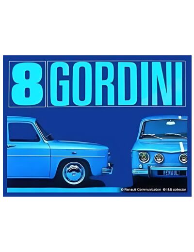 Plaque métal Renault, R8 Gordini bleue - 30 x 40 cm - 15052RA