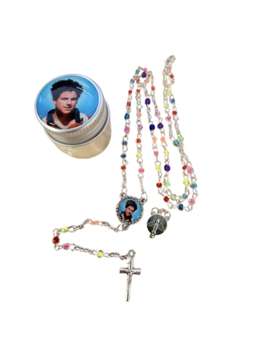 Chapelet Perles verre 2/3mm sur Chaine Argentée - SAINT CARLO ACUTIS