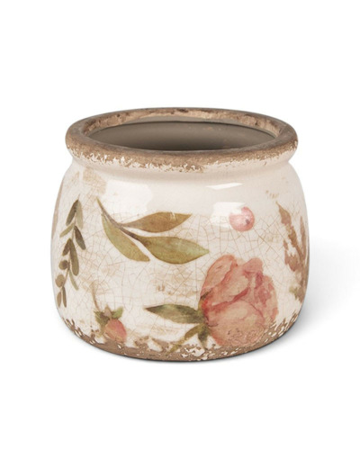 Pot de fleurs intérieur céramique beige rose 10x12x12cm