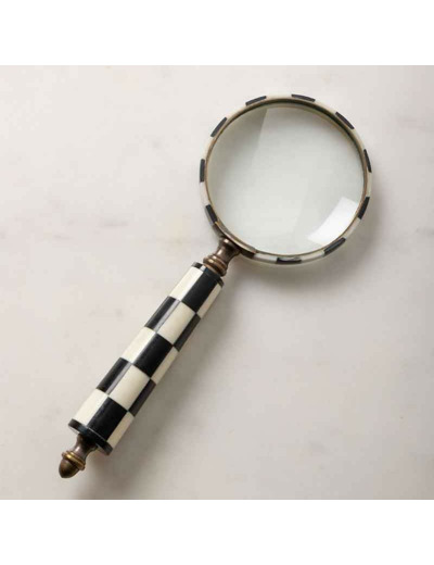 Loupe Damier Noir et Blanc résine 22x9cm
