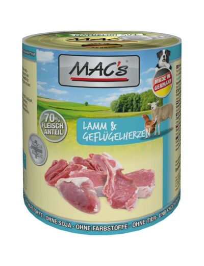 MAC'S Agneau & coeur de volaille pour chien - 2 formats
