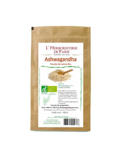 Ashwagandha bio poudre de racine 100g