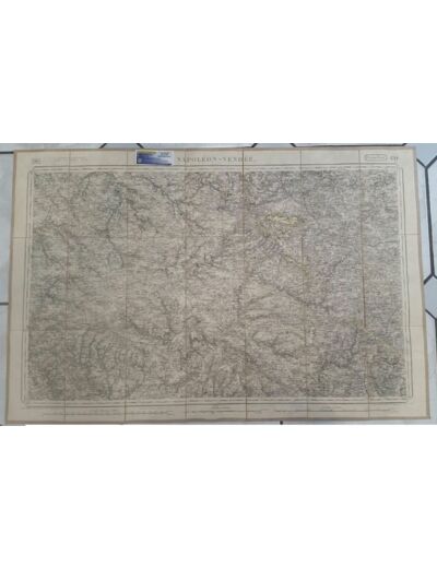 CARTE ROUTIERE AVEC SON FOURREAU N°130 NAPOLEON VENDEE 1874 DEPLIANTE ENTOILEE