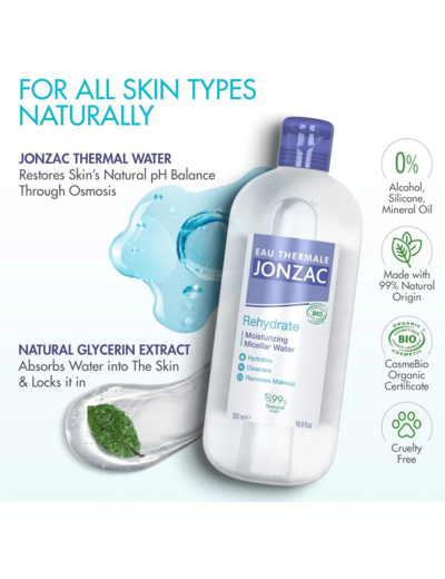 Eau micellaire hydratante 500ml Jonzac - REhydrate
