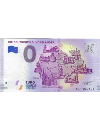 ALLEMAGNE 2019-3 BUNDESLANDER BILLET SOUVENIR 0 EURO TOURISTIQUE NEUF