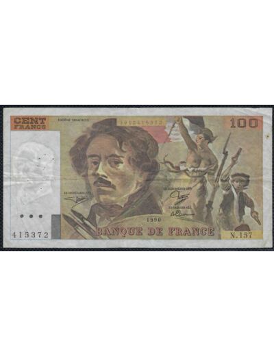 FRANCE 100 FRANCS DELACROIX 1990 SERIE N.157 TTB