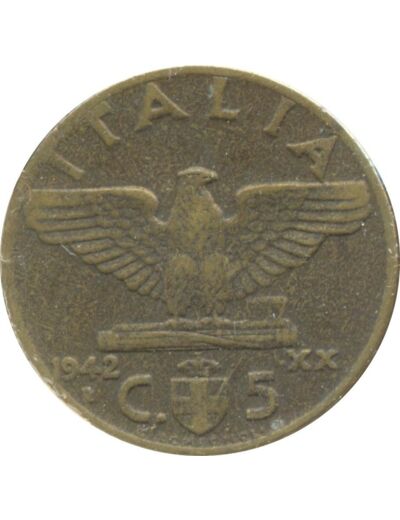 ITALIE 5 CENTESIMI 1942 R XX TB+ N1