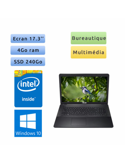 Asus X751SA-TY023T - Windows 10 - 1.6Ghz 4Go 240Go SSD - 17.3 - Ordinateur Portable PC