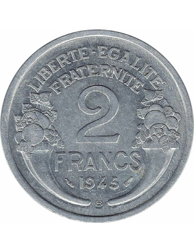 FRANCE 2 FRANCS MORLON ALU 1945 B TTB+