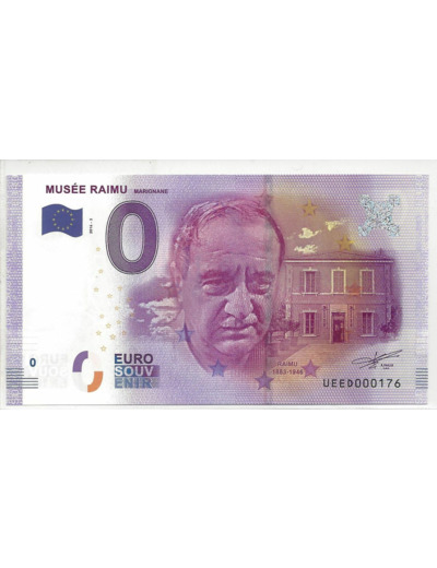13 AUBAGNE 2016-3 MUSEE RAIMU BILLET SOUVENIR 0 EURO
