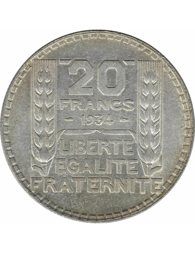 FRANCE 20 FRANCS TURIN 1934 SUP N2