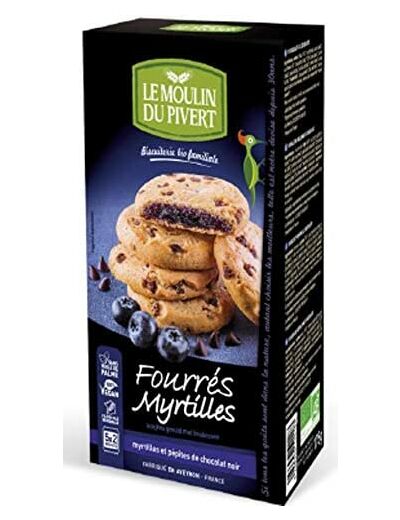 Biscuit fourre myrtille pepite choc 175g MOULIN DU PIVERT