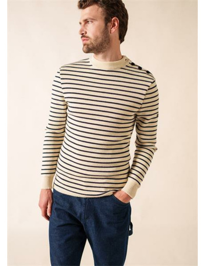 Pull marin rayé Matelot Coupe ajustée 100% laine SAINT JAMES