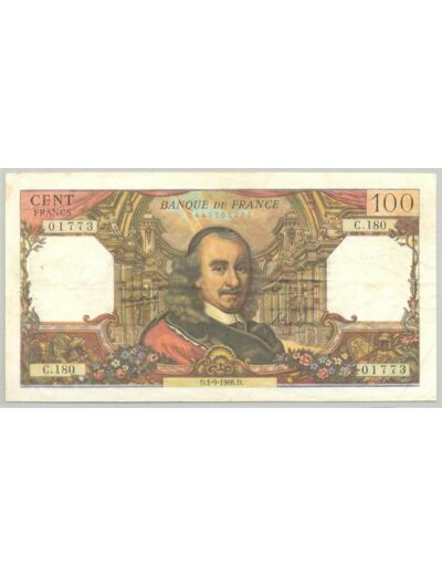 FRANCE 100 FRANCS CORNEILLE SERIE C.180 1-9-1966 TTB+