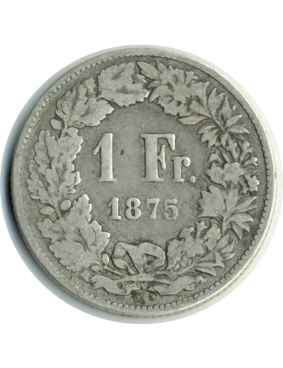 SUISSE 1 FRANC 1875 B TB N2